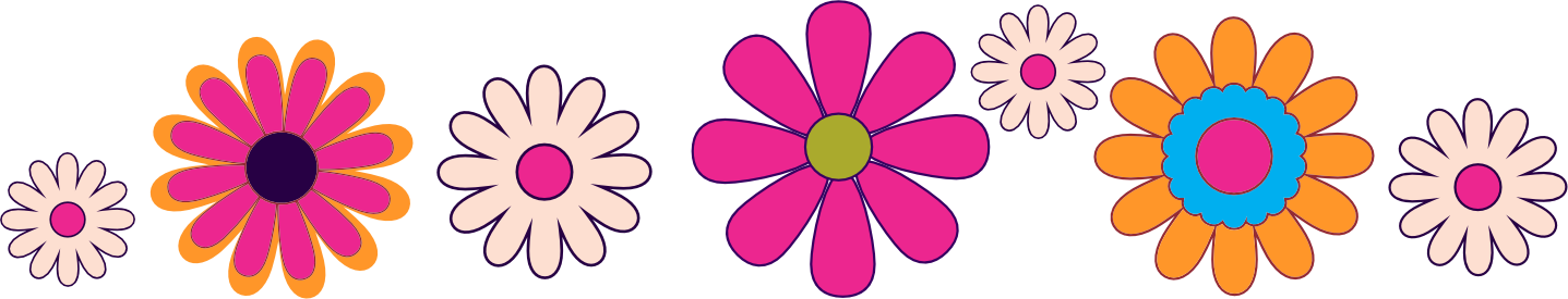 line of bright flowers